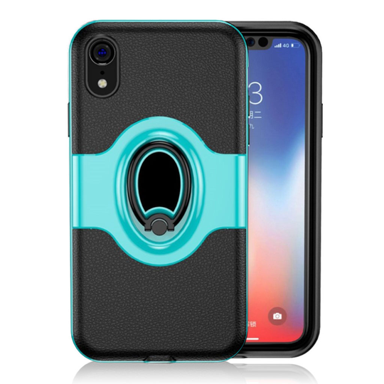iPhone 9 Sormirengas Jalkatuella Varustettu Kova Muovi Takasuoja Kuori - Cyaani