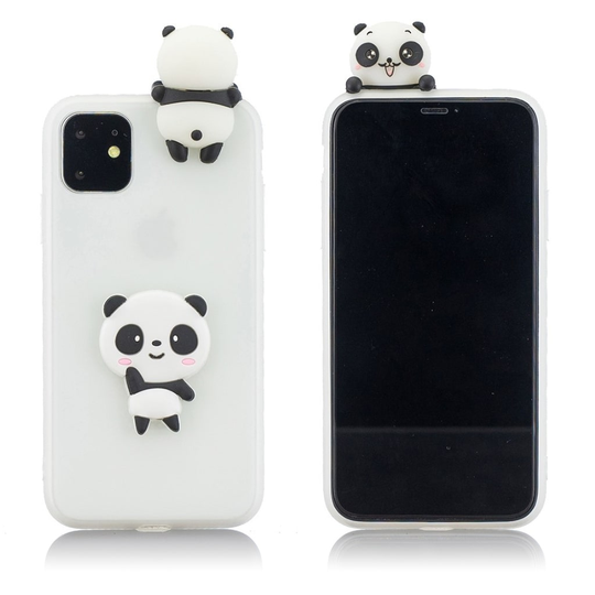 Cute 3D iPhone 11 Pro Max kuoret - Valkoinen / Panda