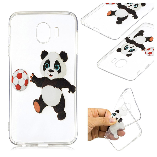 Samsung Galaxy J4 (2018) kuvioitu geeli suojakotelo - Panda pelaa jalkapalloa