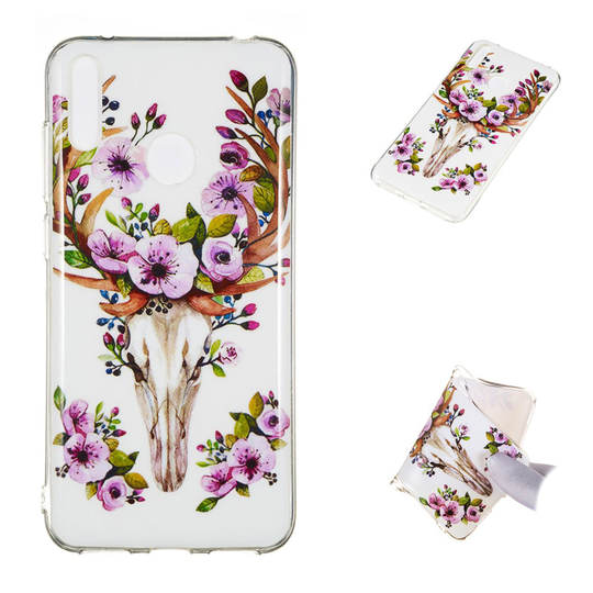 Huawei Y7 2019 pimeässä hohtava suojakotelo - Kukkainen Peura