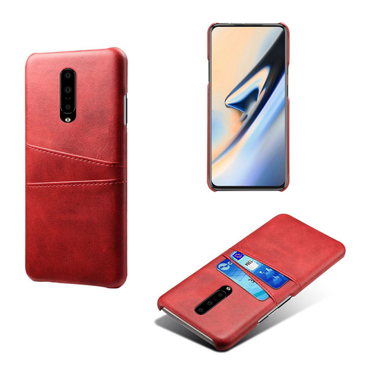 OnePlus 7 Pro double card slot leather case - Red