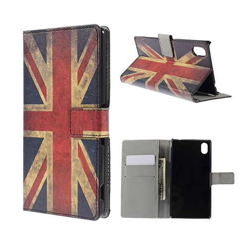 Moberg Sony Xperia M4 Aqua Nahkakotelo Korttitaskuilla - Vintage UK Lippu