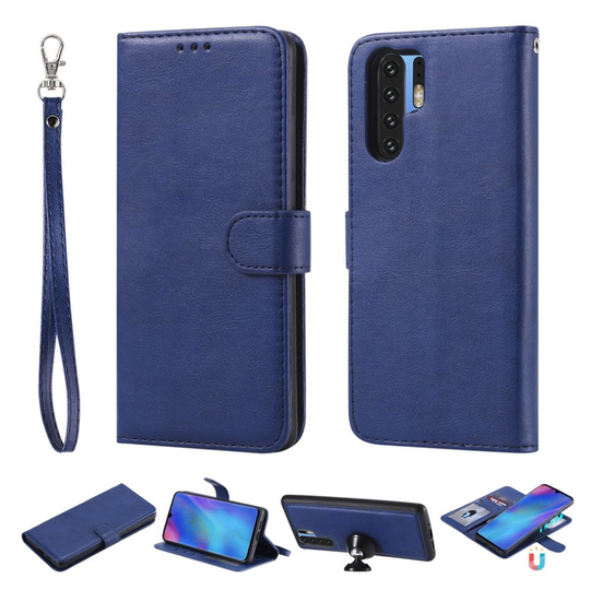 Huawei P30 Pro irroitettava 2-in-1 nahkainen flip suojakotelo - Sininen