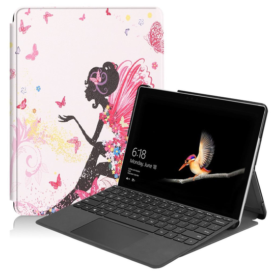 Microsoft Surface Go 10 muovipohjainen kuviollinen synteetti nahkainen suojakotelo - Tyttö Ja Perhoset