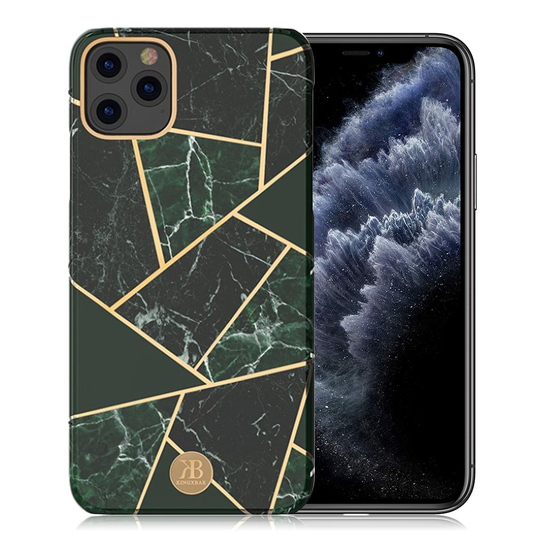 Kingxbar iPhone 11 Pro Marble Case - Green Pattern