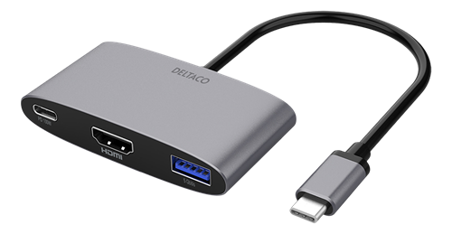 Sovitin USB-C - HDMI Ja USB-A, Power Delivery 3.0:aa Tukeva USB-C-portti, 3840x 2160 Taajuudella 60