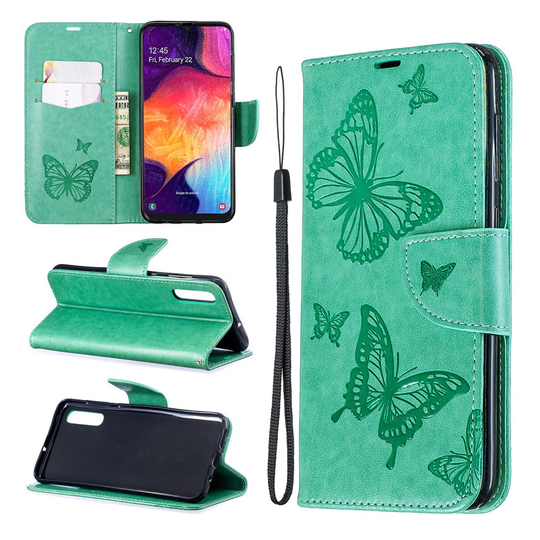 Butterfly Samsung Galaxy A50 kotelot - Vihreä