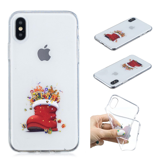 iPhone Xs Max joulu kuviollinen silikooni muovinen joustava takasuoja kuori - Joulukenkä