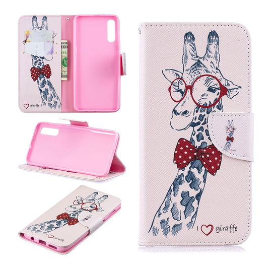 Samsung Galaxy A50 pattern leather case - Giraffe Wearing Glasses