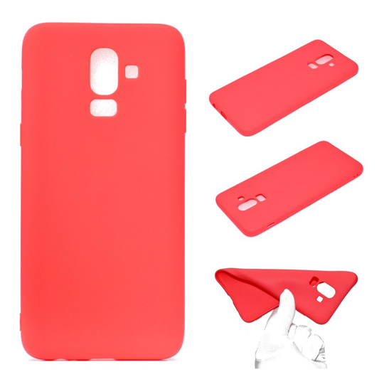 Samsung Galaxy J8 (2018) Yksivärinen Matta Pehmeä TPU Takasuoja Kuori - Punainen