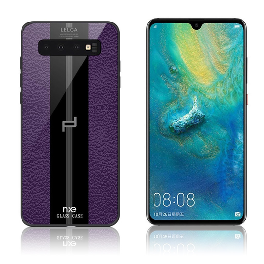 NXE LELCA Samsung Galaxy S10e lasi pintainen suojakotelo - Violetti