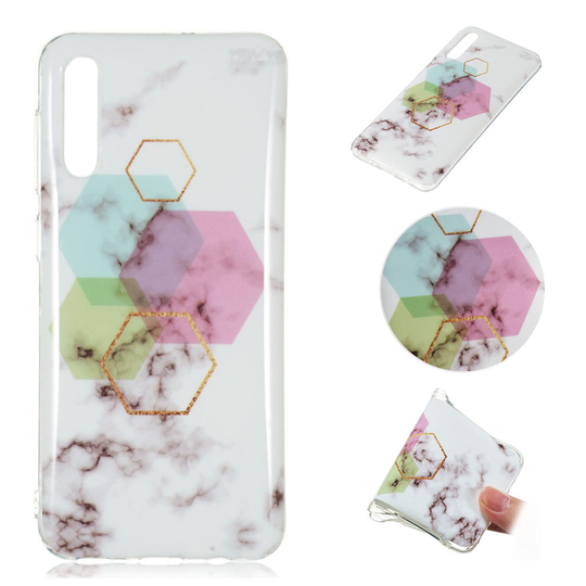 Marble Samsung Galaxy A50 kuoret - Kuusikulmainen marmori