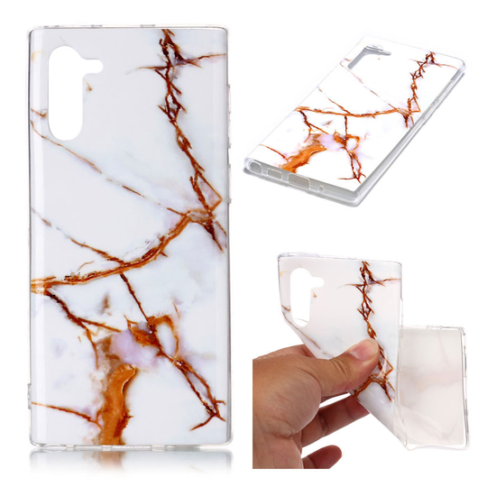 Marble Samsung Galaxy Note 10 kuoret - Valkoinen / oranssi marmori