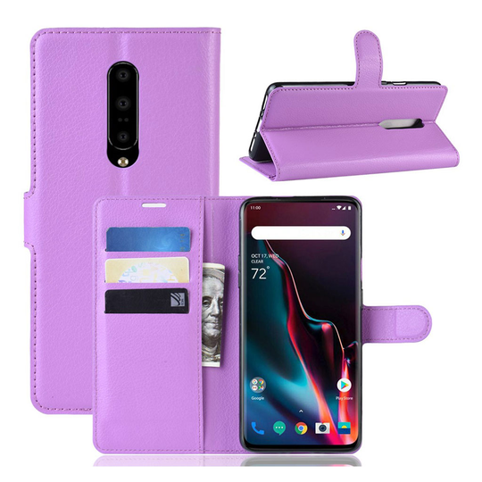 OnePlus 7 Pro litchi leather case - Purple