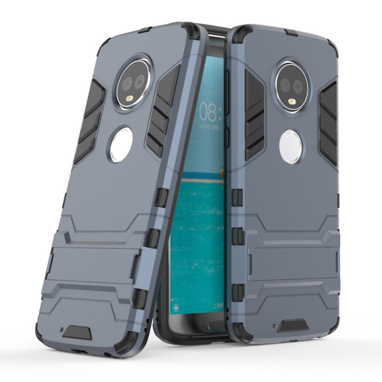 Motorola Moto G6 Muovi + TPU Hybriidi puhelinkuori missä Kickstand - Tumman Sininen