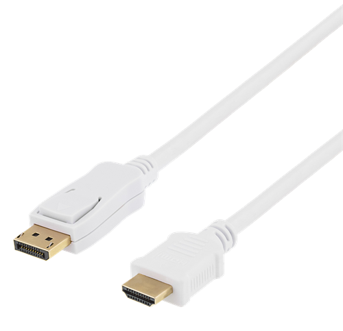 DisplayPort - HDMI-näyttökaapeli, Välittää äänen, Ultra HD Taajuudella 30 Hz, 1 M, Valkoinen,