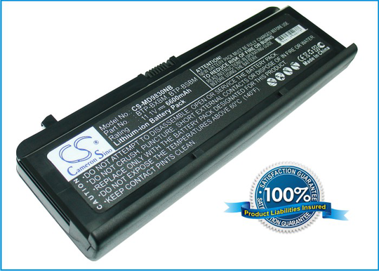 Medion MD96290 MD98300 WIM2160 WAM2030 WAM2040 WAM2070 akku 6600 mAh - Musta