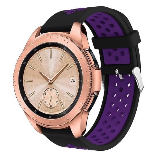 Samsung Galaxy Watch (42mm) Ontto kaksisävyinen silikooni muovinen kellon vaihto ranneke - Musta/ Violetti