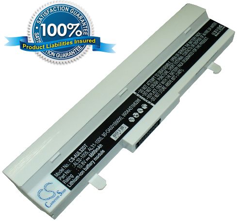Asus Eee PC 1005HA 1005PE 1005PE 1001HA 1101HA R101 R105 R1001 R1005 akku 6600 mAh valkoinen