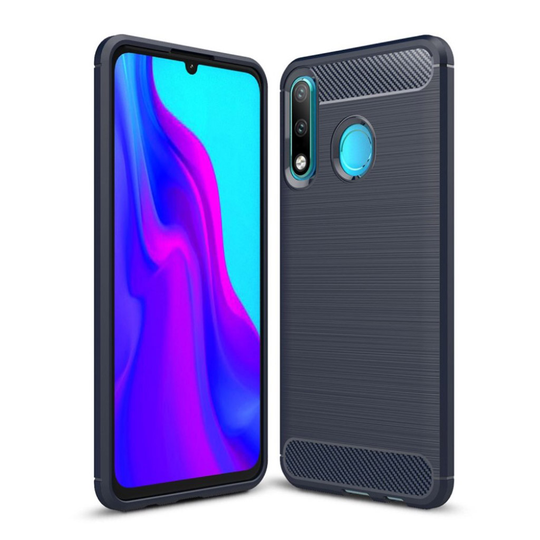 Huawei P30 Lite hiilikuitu pintainen harjattu suojakotelo - Tummansininen