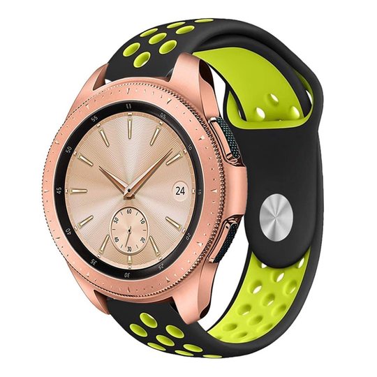 Samsung Galaxy Watch (42mm) kaksisävyinen iso ontto silikooni muovinen kellon vaihto ranneke - Musta/ Vihreä