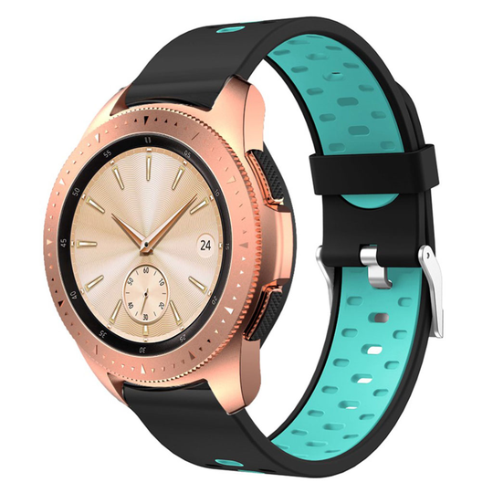 Samsung Galaxy Watch (42mm) dual-color silicone watch band - Black / Cyan