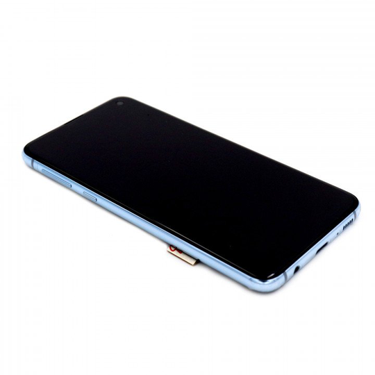 Samsung Galaxy S10e (G970F) näyttö ja kosketuspaneeli rungolla - Sininen / Prism Blue
