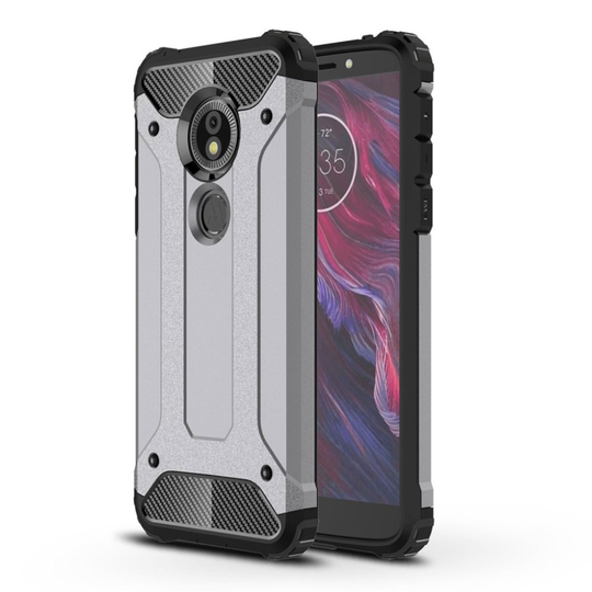 Motorola Moto G6 Play Hybriidi Muovi ja TPU Kombo Takaosa Suoja - Harmaa