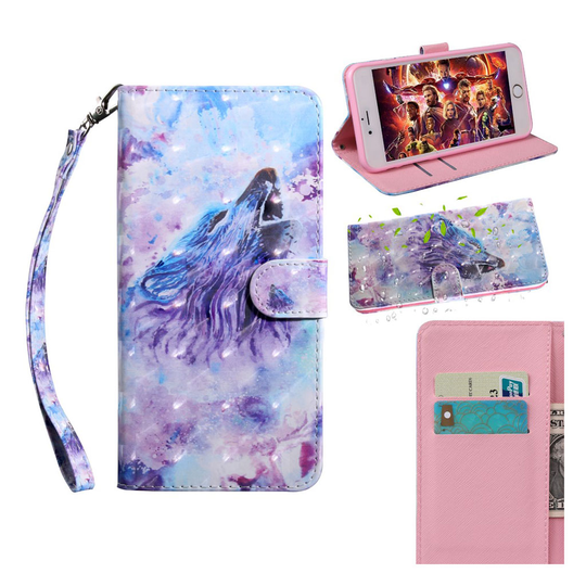 Samsung Galaxy A40 décor patterned leather case - Howling Wolf