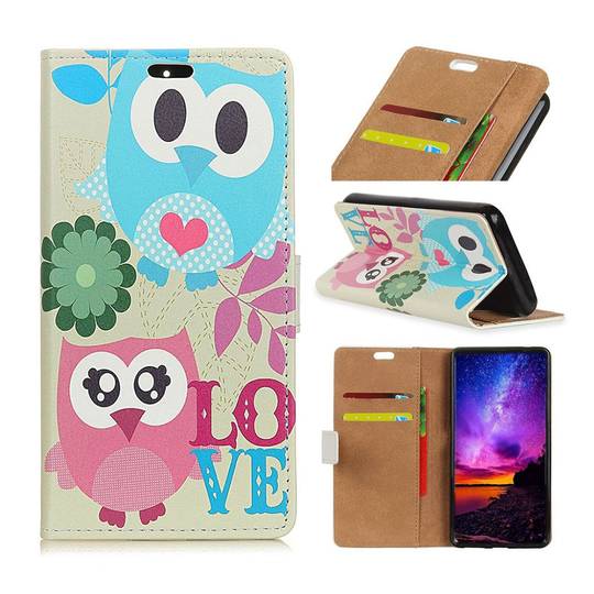 Sony Xperia 10 pattern leather case - Cute Owl and LOVE Pattern