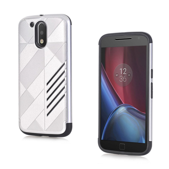 Motorola Moto G4 / G4 Plus 2-in-1 Joustava Kuori - Hopea