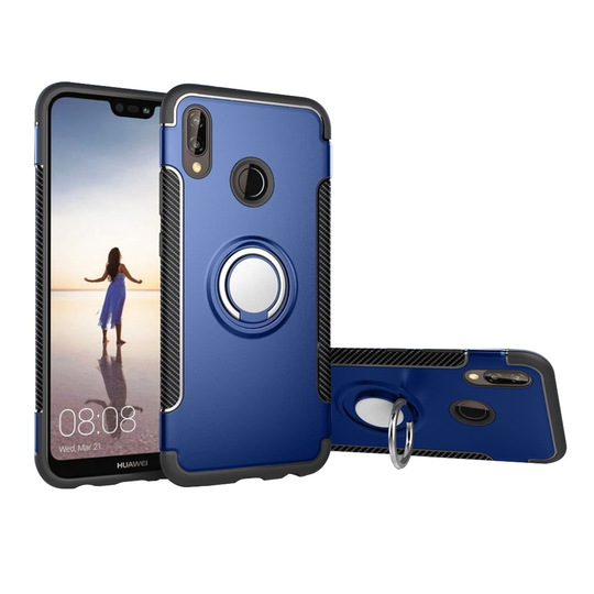 Huawei P20 Lite hiilikuitu Harjattu Pintainen Hybriidi Kuori Kovasta PC ja TPU Muovista Sekä Lisävarusteet - Tumman Sininen