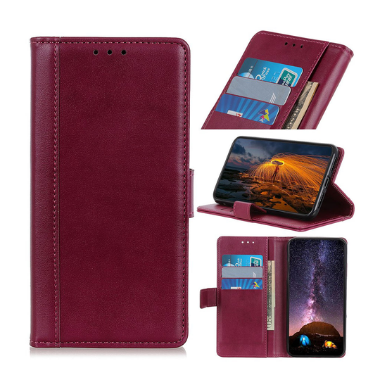 Samsung Galaxy A50 leather wallet case - Wine Red
