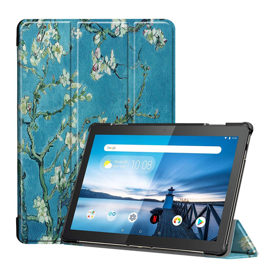 Lenovo Tab M10 tri-fold pattern leather case - Apricot Flower Tree