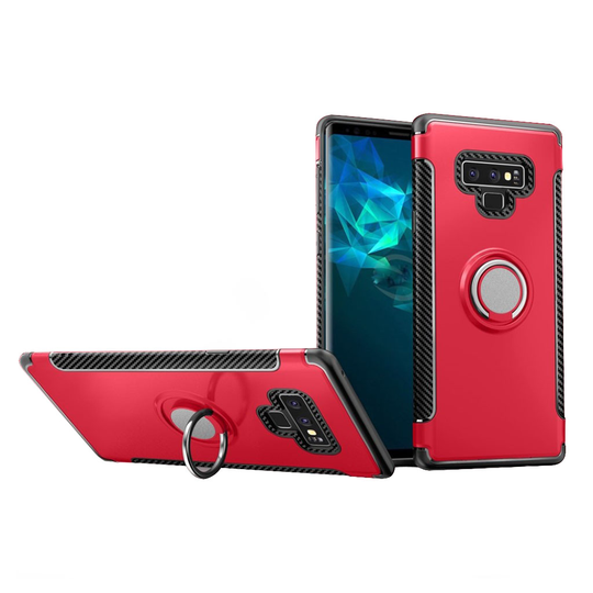 Samsung Galaxy Note9 Hybriidi Muovinen Takasuoja Kuori Missä Magneetti Ja Sormirengas - Punainen