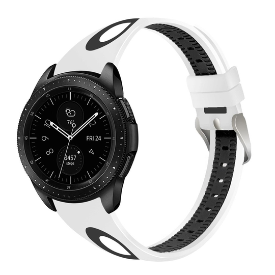 Samsung Galaxy Watch (46mm) joustava silikoni kellon hihna - Outer Valkoinen / Inside Musta