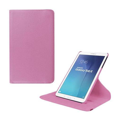 Jessen Samsung Galaxy Tab E 9.6 Nahkakotelo Kääntyvällä Standillä - Vaalea Pinkki