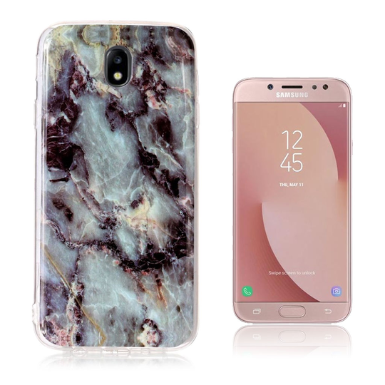 Samsung Galaxy J7 (2017) IMD Marmori Kuviollinen Joustava TPU Takasuoja Kuori - Musta/ Sininen