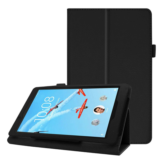Lenovo Tab E8 litchi leather case - Black