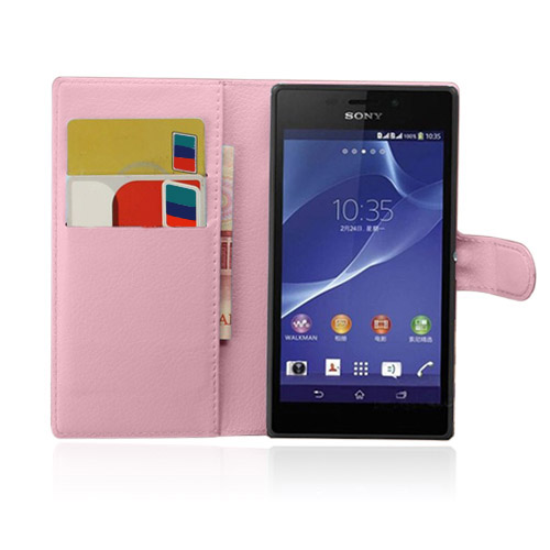 Jensen Sony Xperia M2 Aqua Nahkakotelo - Vaaleanpunainen