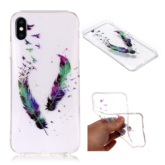 iPhone XS Kimalle Kuviollinen Pehmeä Muovinen Takasuoja Kuori - Linnut Ja Suljet