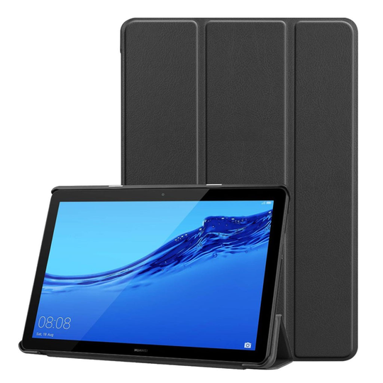 Huawei MediaPad T5 tablettiin taivutettava synteetti nahkainen muovinen suojaava kuori - Musta