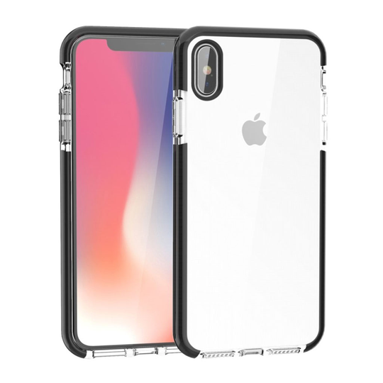 iPhone Xs Max Kaksi Värinen Iskukestävä Pehmeä Muovinen Takasuoja Kuori - Musta/ Transparentti