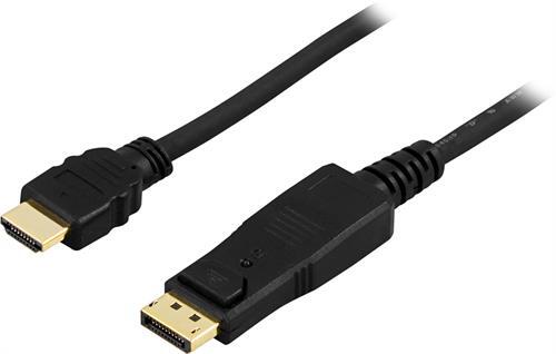 DisplayPort - HDMI Monitorikaapeli, Ultra HD Taajuudella 30 Hz, ääni Mukana, 20-pin Uros - 19-pin