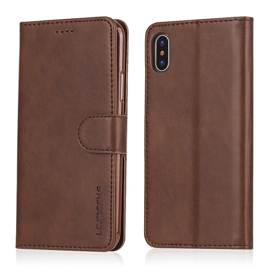 LC.IMEEKE iPhone X klassinen suojakotelo - Tummanruskea