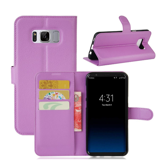 Samsung Galaxy S8 Litsi Kuvioinen Magneetti Nahkakotelo - Violetti