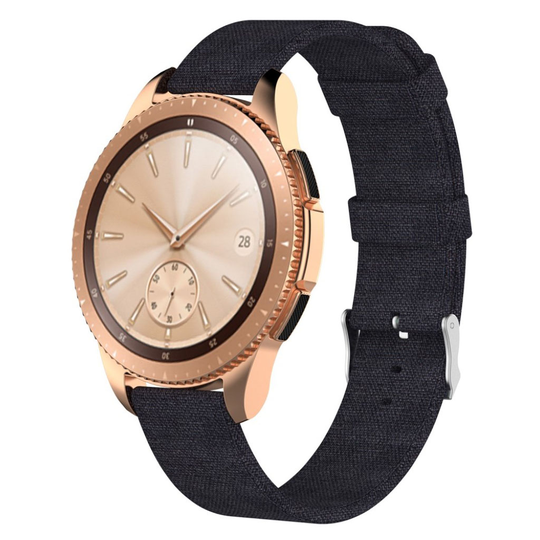 Samsung Galaxy Watch (42mm) Nailoni kangas kellon vaihto ranneke metalli soljella - Musta