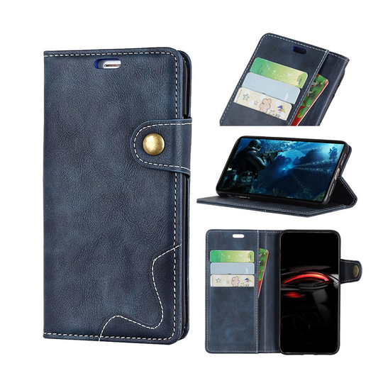 Sony Xperia XZ4 s-shape pintainen nahkainen flip suojakotelo - Sininen