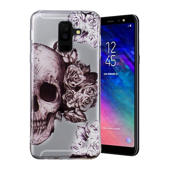 Samsung Galaxy A6 Plus TPU Muovi KuvallinenTakasupja Kuori - Kallo ja Kukat