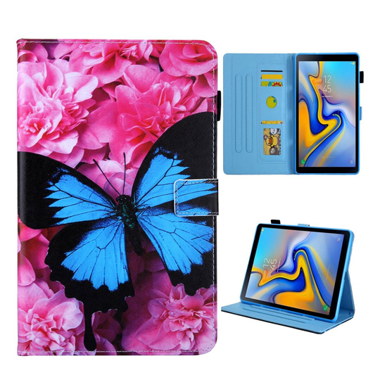 Samsung Galaxy Tab S5e pattern multi-angle leather case - Flower and Blue Butterfly
